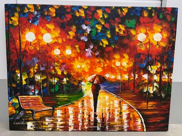 Leonid Afremov (Russian-Israeli, 1955–2019) – “Touch of the Rain” Oil on Canvas, Signed