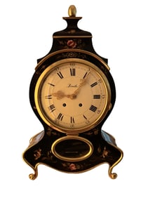 Zenith Swiss Neuchâtel Mantel Clock, Hand-Painted Floral Case, Signed A. Foucon, c. 1969
