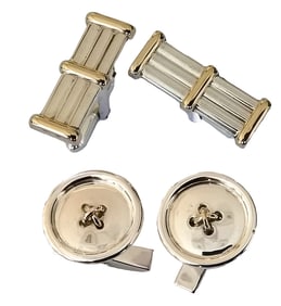 Tiffany & Co. Two Sets of Sterling Silver & 18K Gold Cufflinks