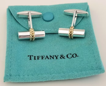 Tiffany & Co. Sterling Silver & Gold Accent Cufflinks