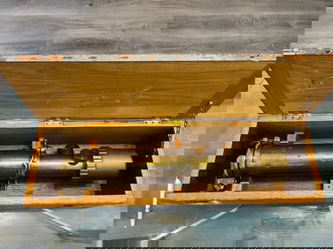 U.S. Navy Mk. 39-4 Brass Telescope, Naval Gun Factory, c. 1957, Original Crate