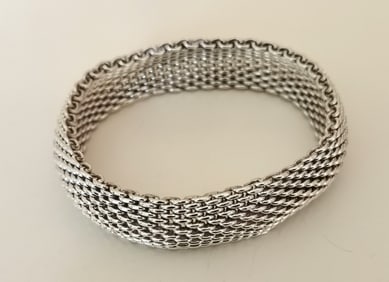 Tiffany & Co. Sterling Silver Wide Mesh Bracelet, 925, Approx. 95g
