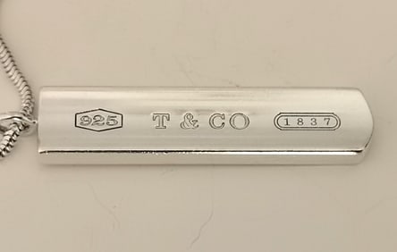 Tiffany & Co. Sterling Silver Bar Pendant Necklace, 1837 Collection, 92.5g