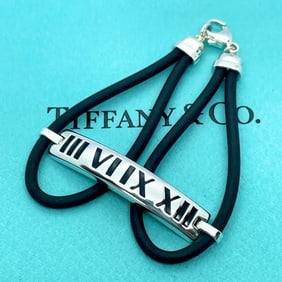 Tiffany & Co. Atlas Roman Numeral Bracelet in Sterling Silver & Rubber, c. 2003