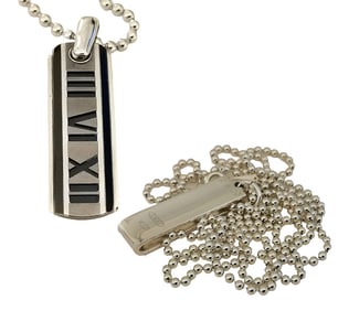 Tiffany & Co. Sterling Silver Pendant Necklace Lot – Roman Numerals & Dog Tag, 92.5% Silver
