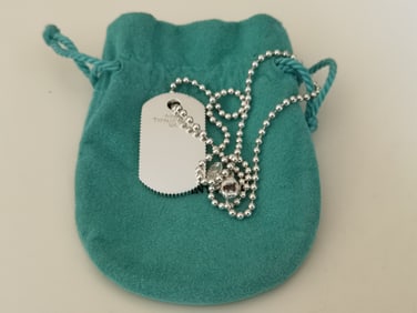 Tiffany & Co. Sterling Silver Dog Tag Pendant Necklace, c. 2003, 925 Silver
