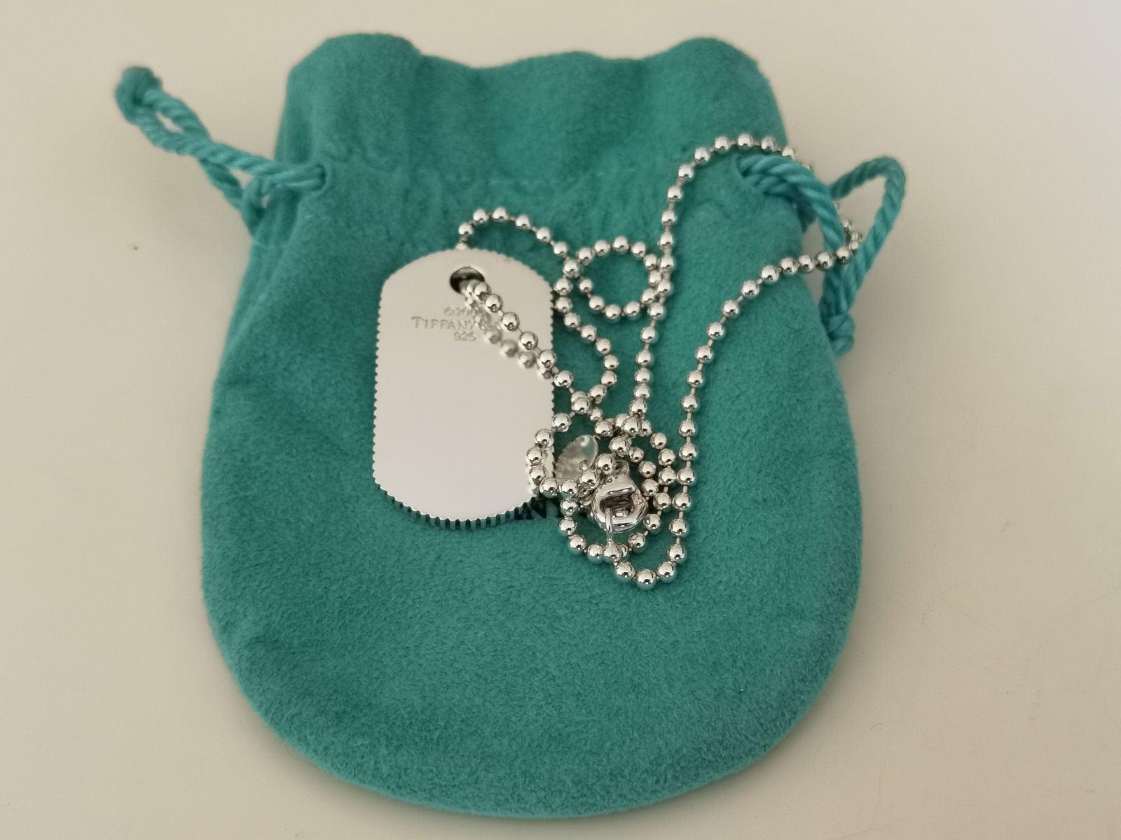 Tiffany & Co. Sterling Silver Dog Tag Pendant Necklace, c. 2003, 925 Silver (1 of 8)