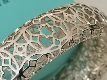 Tiffany & Co. Paloma Picasso Marrakesh Sterling Silver Openwork Bangle Bracelet, Italy