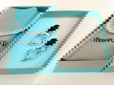 Tiffany & Co. Sterling Silver Black Onyx Drop Earrings, c. 1990s, Original Box