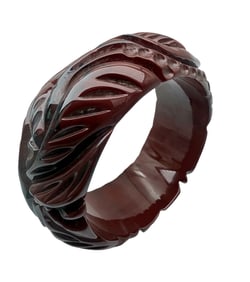 Vintage Hand-Carved Bakelite (Catalin) Bangle Bracelet, New York, Mid-20th Century