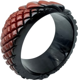 Vintage Hand-Carved Bakelite Bracelet, Art Deco Catalin, New York Studio