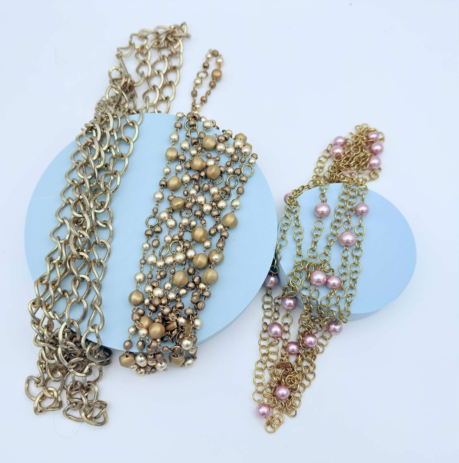 Lot of 3 Gold-Tone Chain Necklaces with Faux Pearl Accents – Lydell NYC (1 of 6)