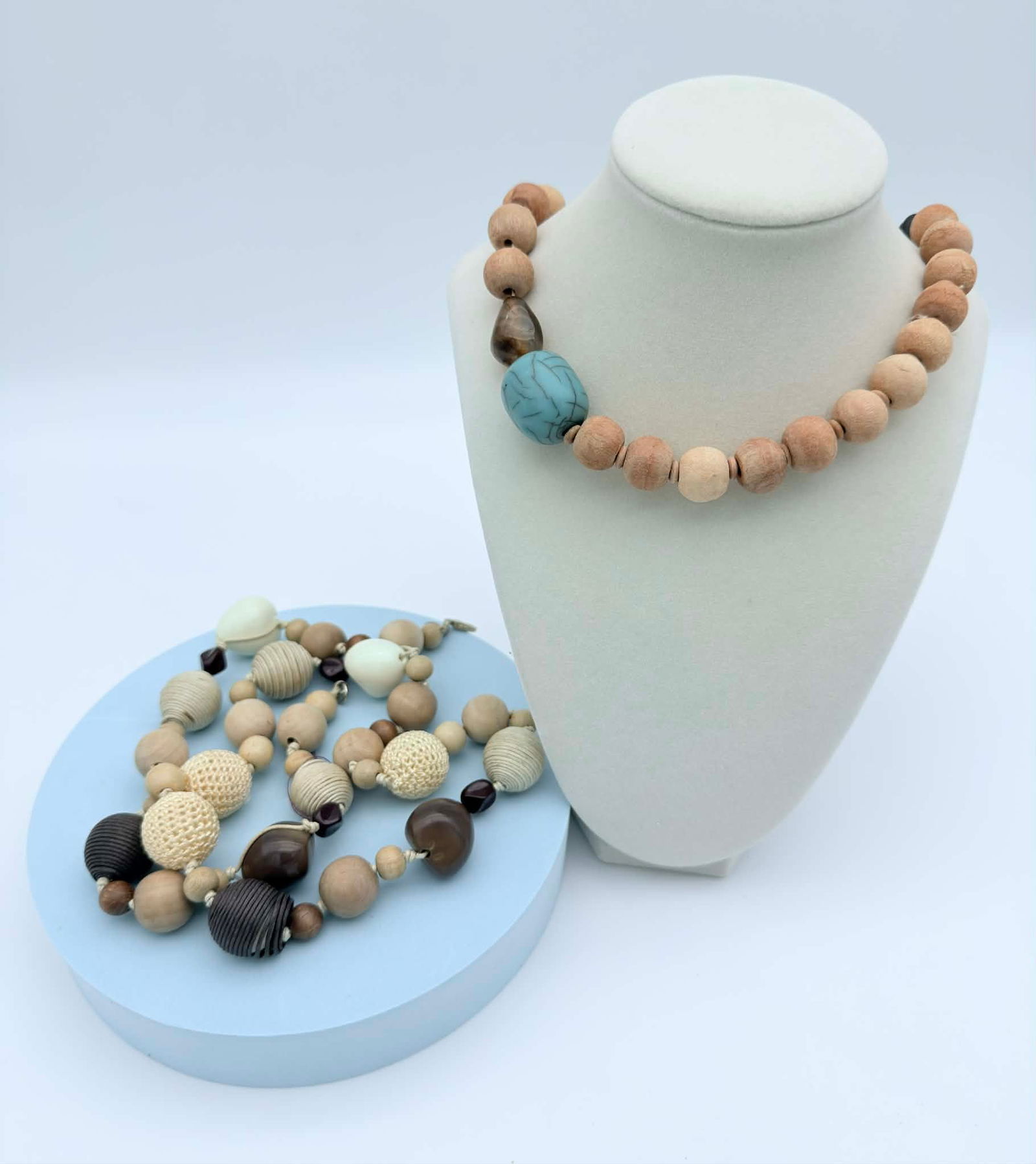 Lot of 2 Beaded Necklaces with Wood & Stone Elements, Lydell NYC (1 of 5)