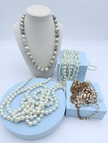 Four-Piece Pearl Jewelry Lot Including Sigrid Olsen Necklace & Bracelets