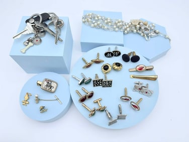 Mixed Jewelry & Accessories Lot – Cufflinks, Bracelets & Keychains, incl. 12K Gold-Filled