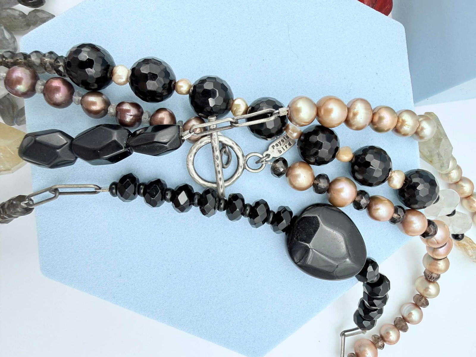 Lot of Four Artisan & Beaded Necklaces Including Peyote Bird, Sterling Silver Clasp, Mixed (1 of 7)