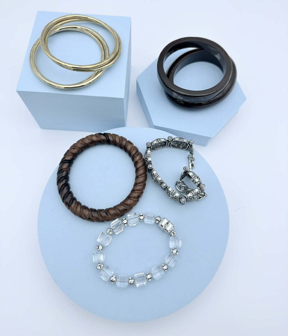 Lot of Nine Mixed Fashion Bracelets, Including St. John Gold-Tone Bangle Set (1 of 5)