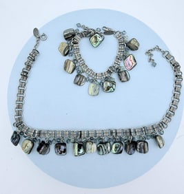 Liz Palacios Necklace and Bracelet Set with Abalone & Crystal Accents