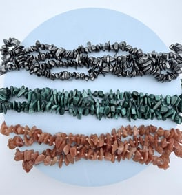 Lot of Three Chip-Stone Bead Necklaces, Artisan-Style Jewelry