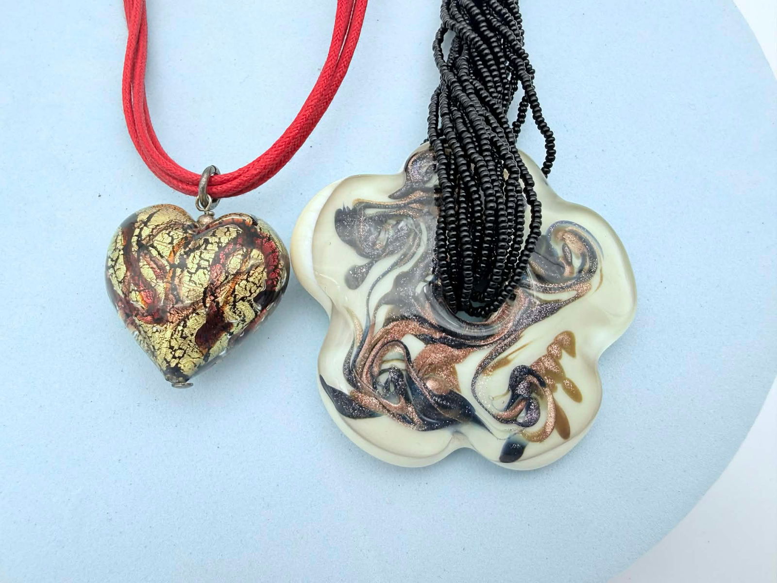 Two Art Glass Pendant Necklaces Including Murano Glass Heart, Art Glass (1 of 5)