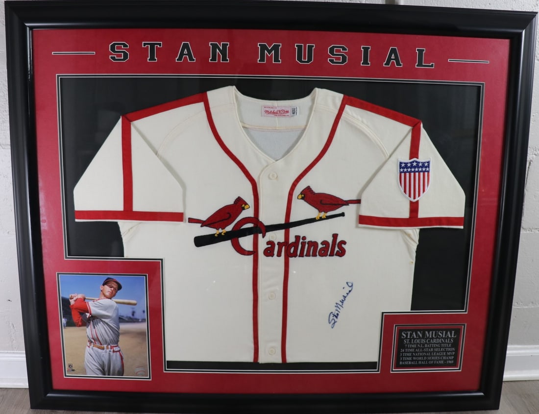 Stan Musial Signed St. Louis Cardinals Jersey – Framed Display (1 of 5)