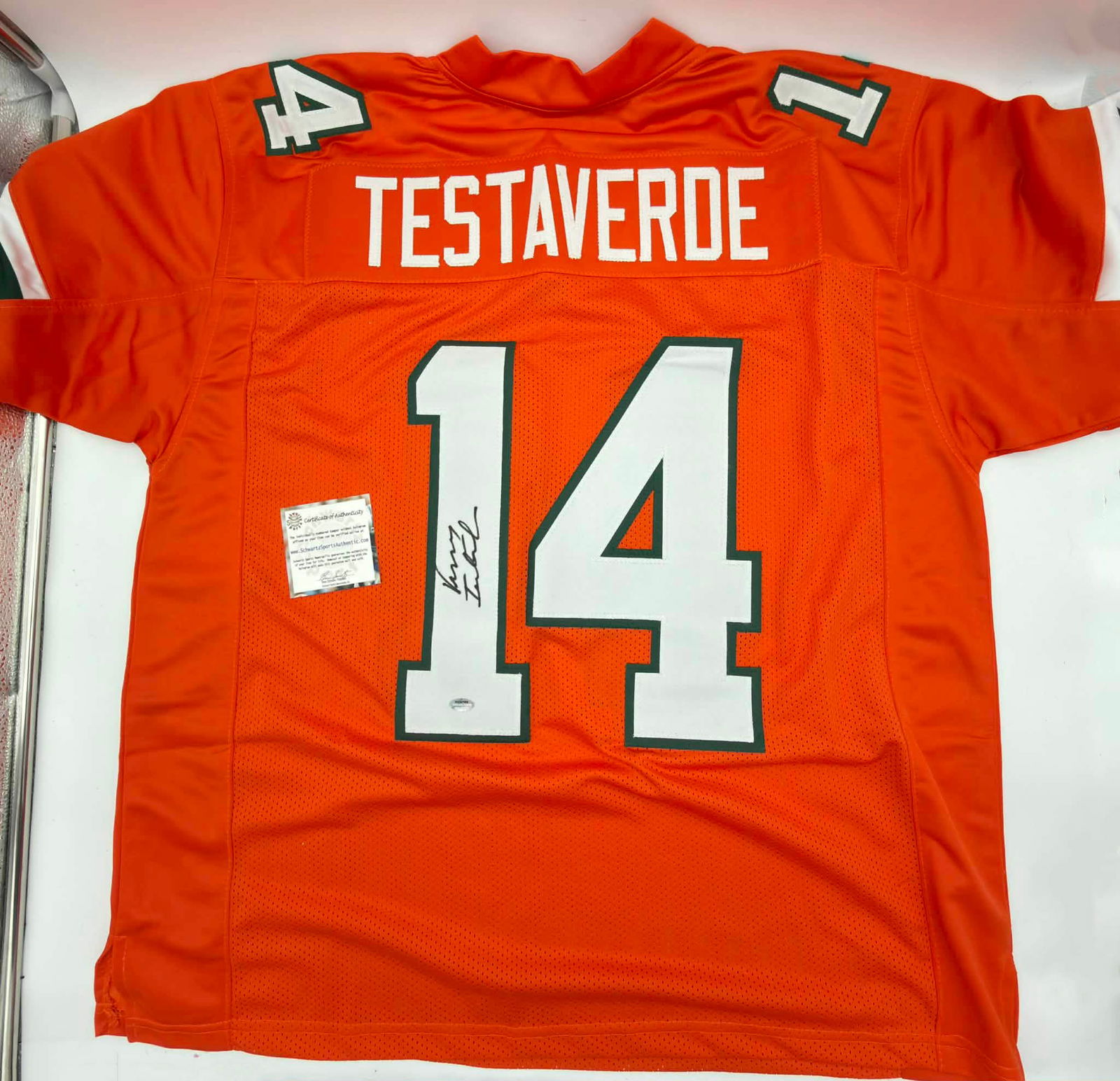 Vinny Testaverde Signed Miami Hurricanes #14 Jersey – Schwartz COA (1 of 5)