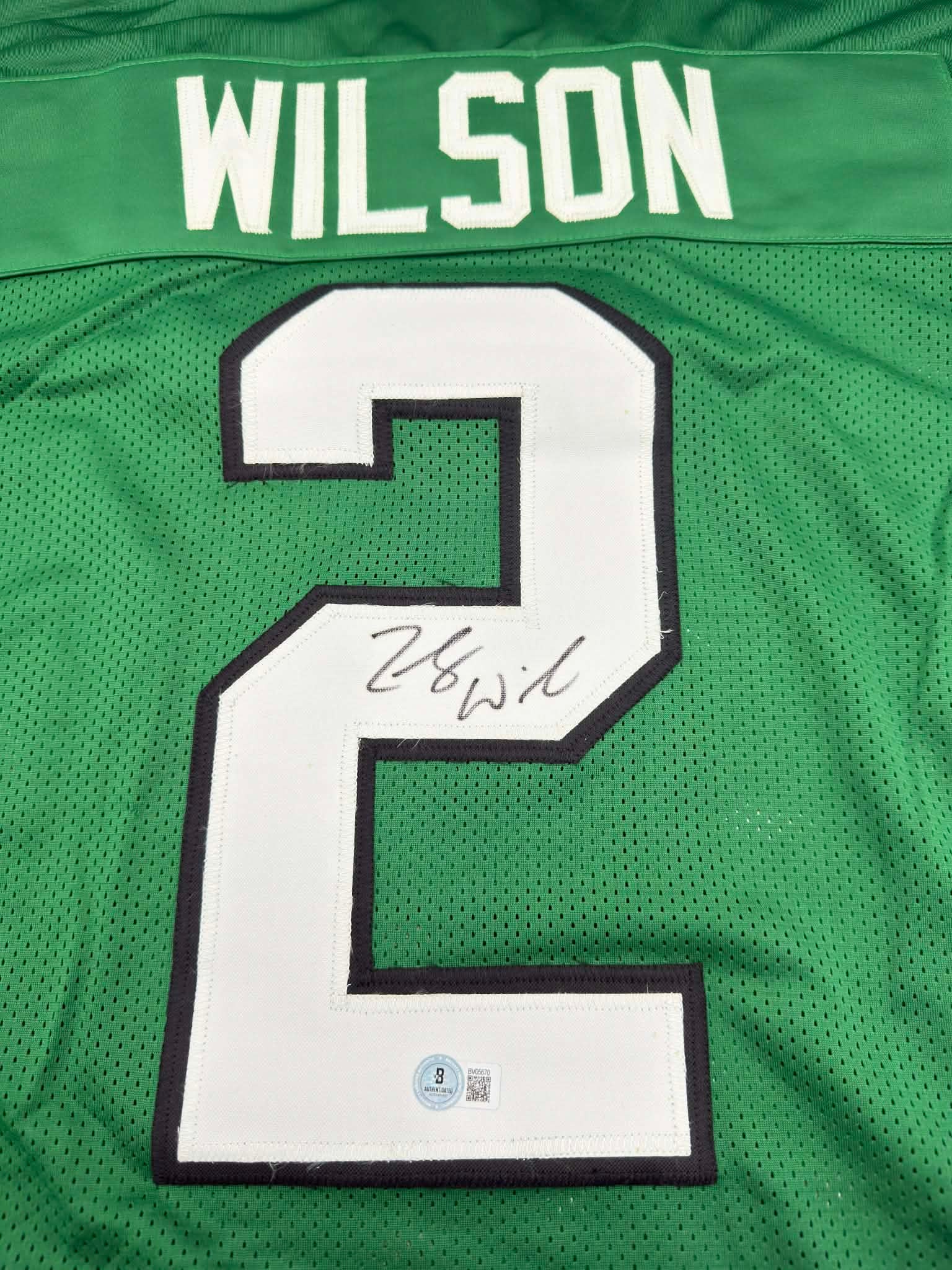 Zach Wilson Signed Green Football Jersey – No. 2 – Beckett Authenticated (1 of 5)