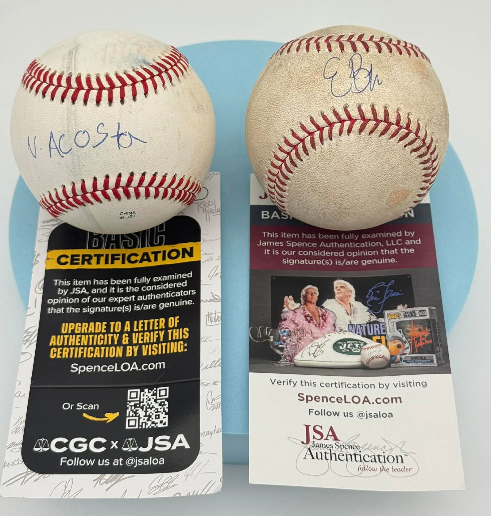 Two (2) Autographed MLB Baseballs – Victor Acosta & Eddie Butler – JSA / ISA Authenticated (1 of 4)
