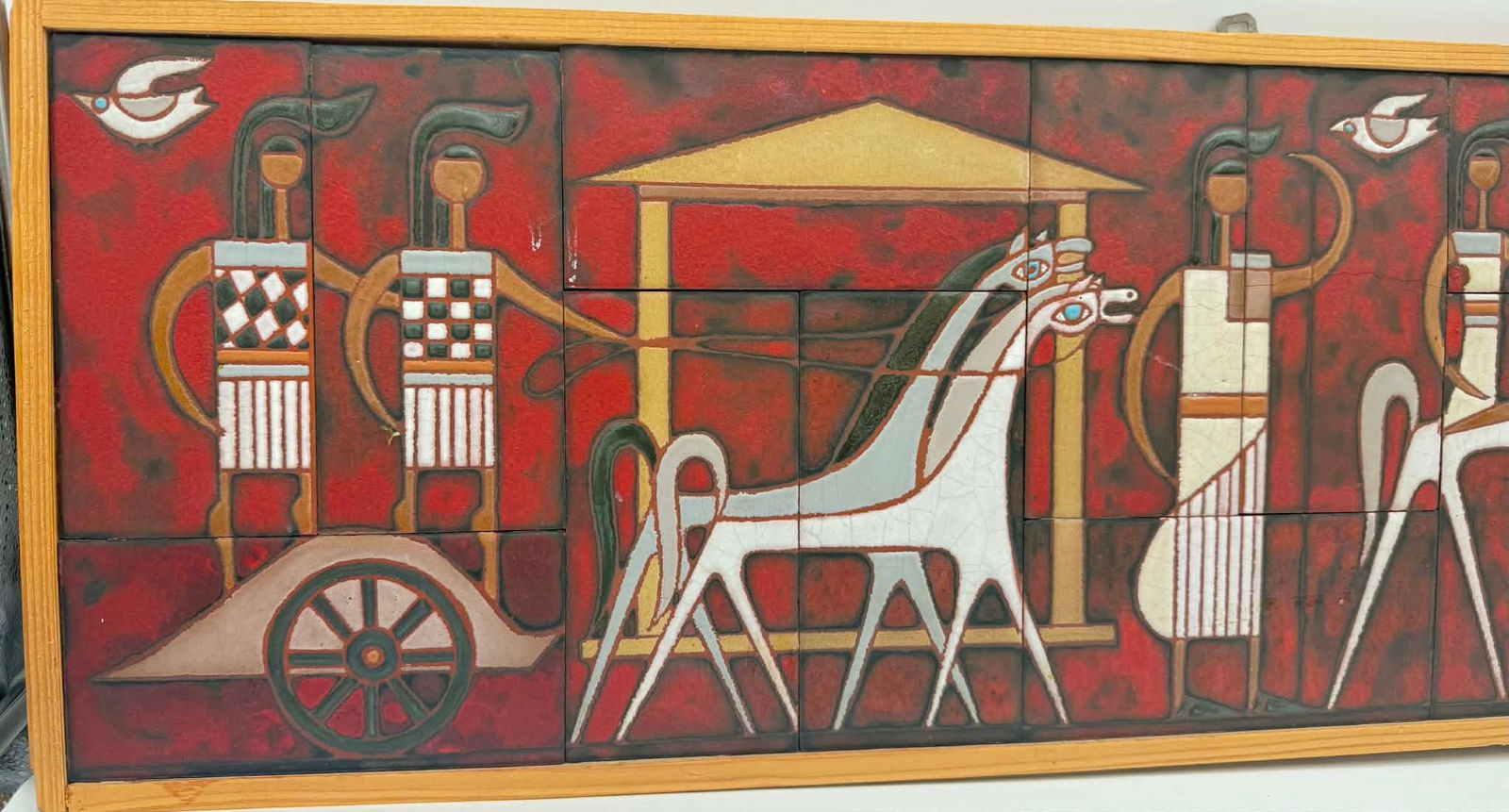 Panos Valsamakis Signed Greek Ceramic Tile Panel, 20th Century Modernist Art (1 of 9)