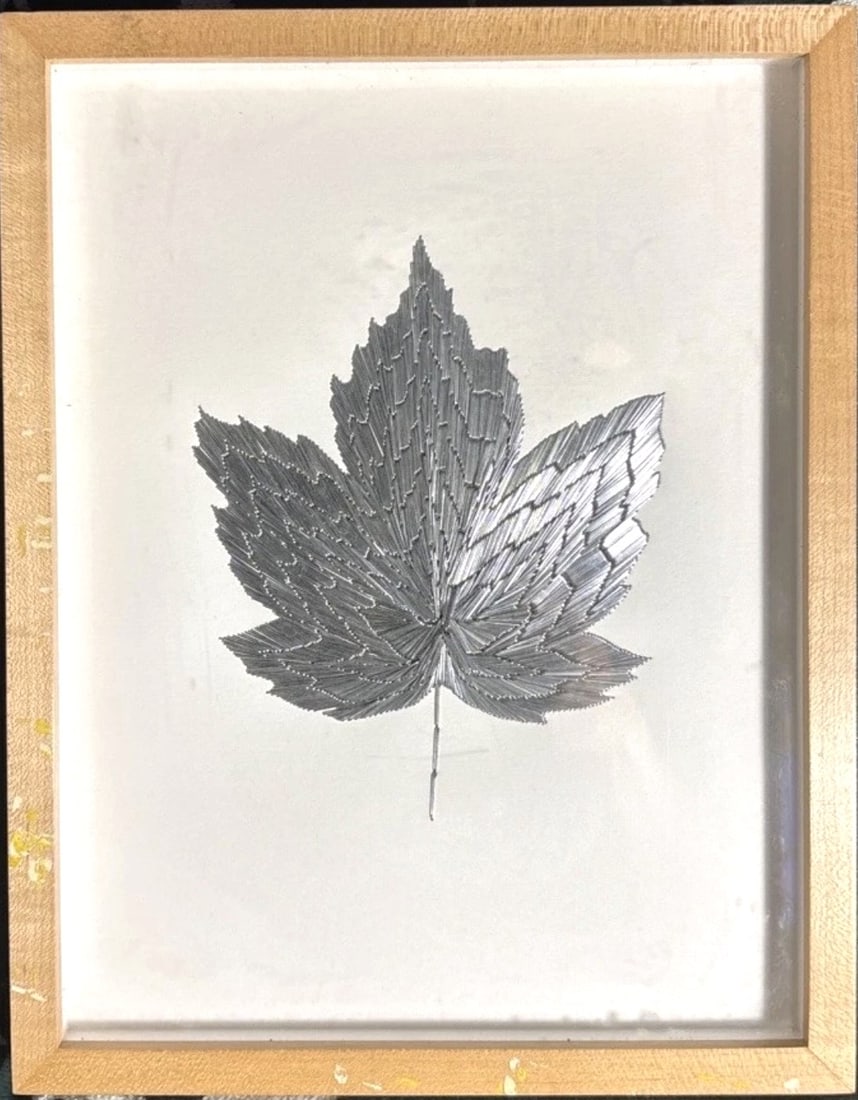 Alison Foshee Moorhead “Sycamore Maple” Staple Art, 2006: Sycamore Maple (2005–2006), an original mixed media work by Alison Foshee Moorhead. This meticulously constructed piece is composed entirely of metal staples individually arranged on paper, forming