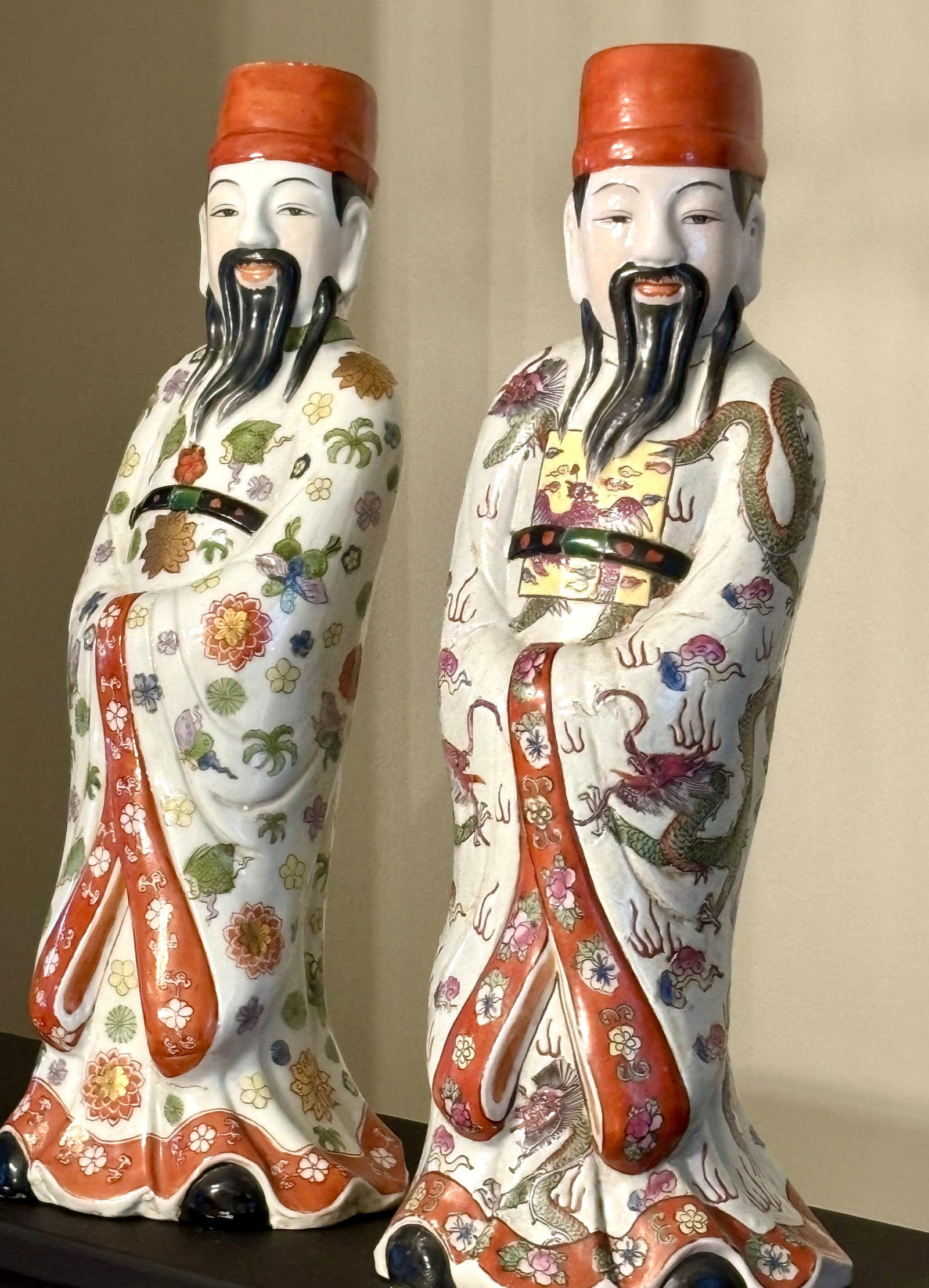 Pair of Qing Dynasty Chinese Porcelain Lu Xing Deities (1 of 6)