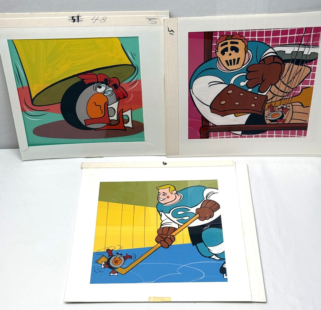 Original Hanna-Barbera Hand-Painted Production Animation Cels – Hockey Theme (1970s) (1 of 4)