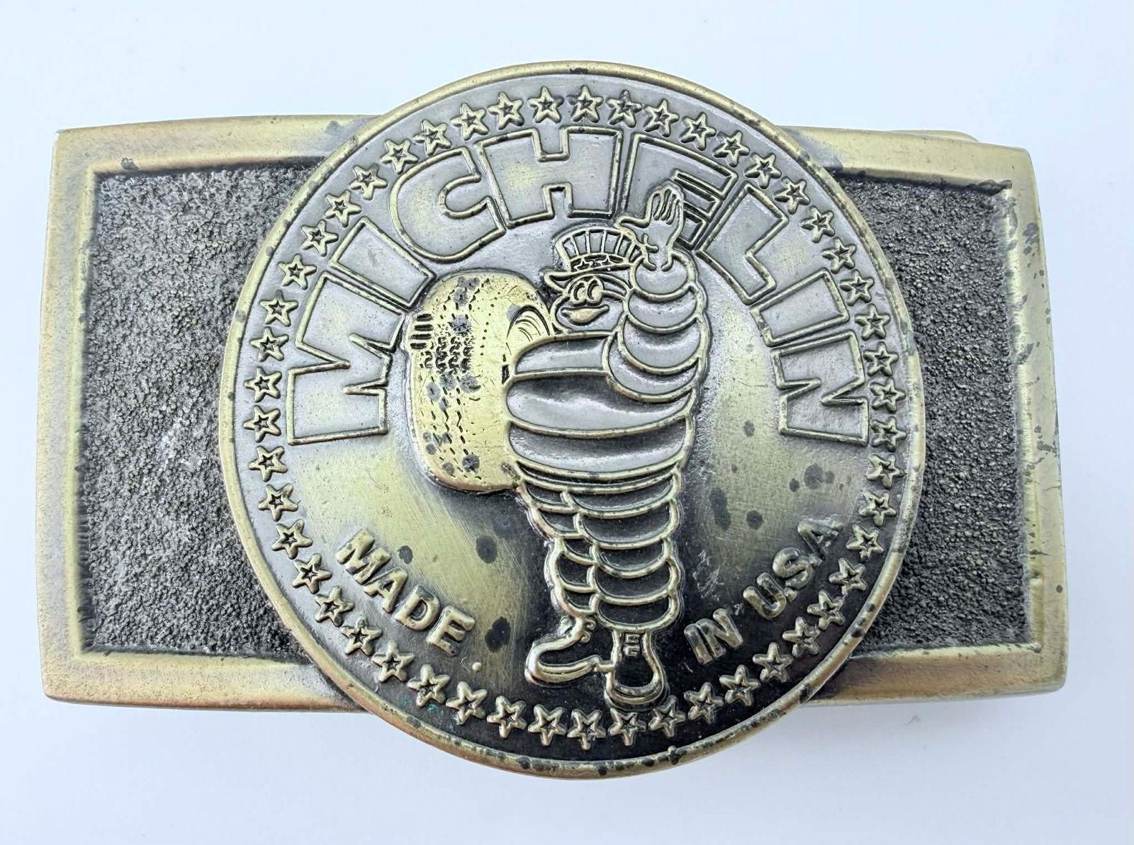 Vintage Michelin Man “Bibendum” Belt Buckle – Made in USA, Serial No. 9365 (1 of 4)