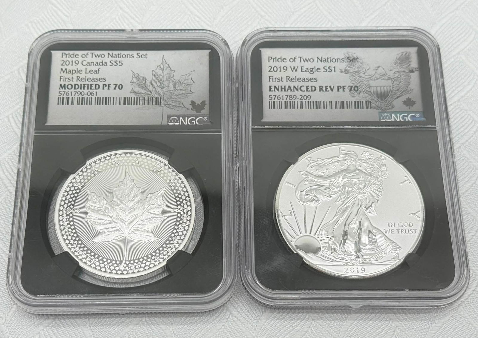2019 Pride of Two Nations Set NGC PF70 First Releases Enhanced Reverse Proof Silver Eagle (1 of 4)