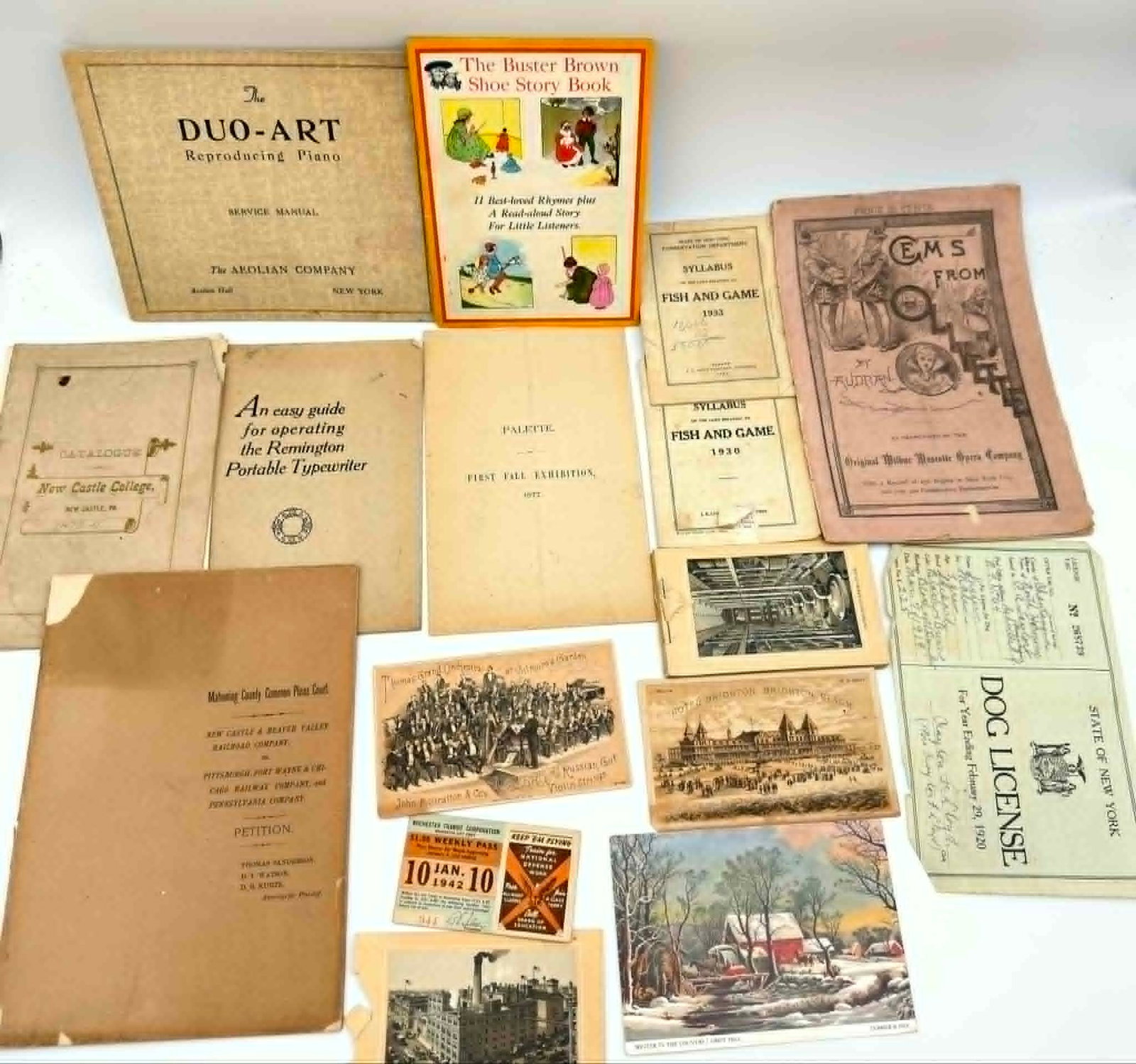 `Mixed 19th–20th C Ephemera Lot – Pabst Brewing, Buster Brown Book, Dog License, Trade (1 of 10)