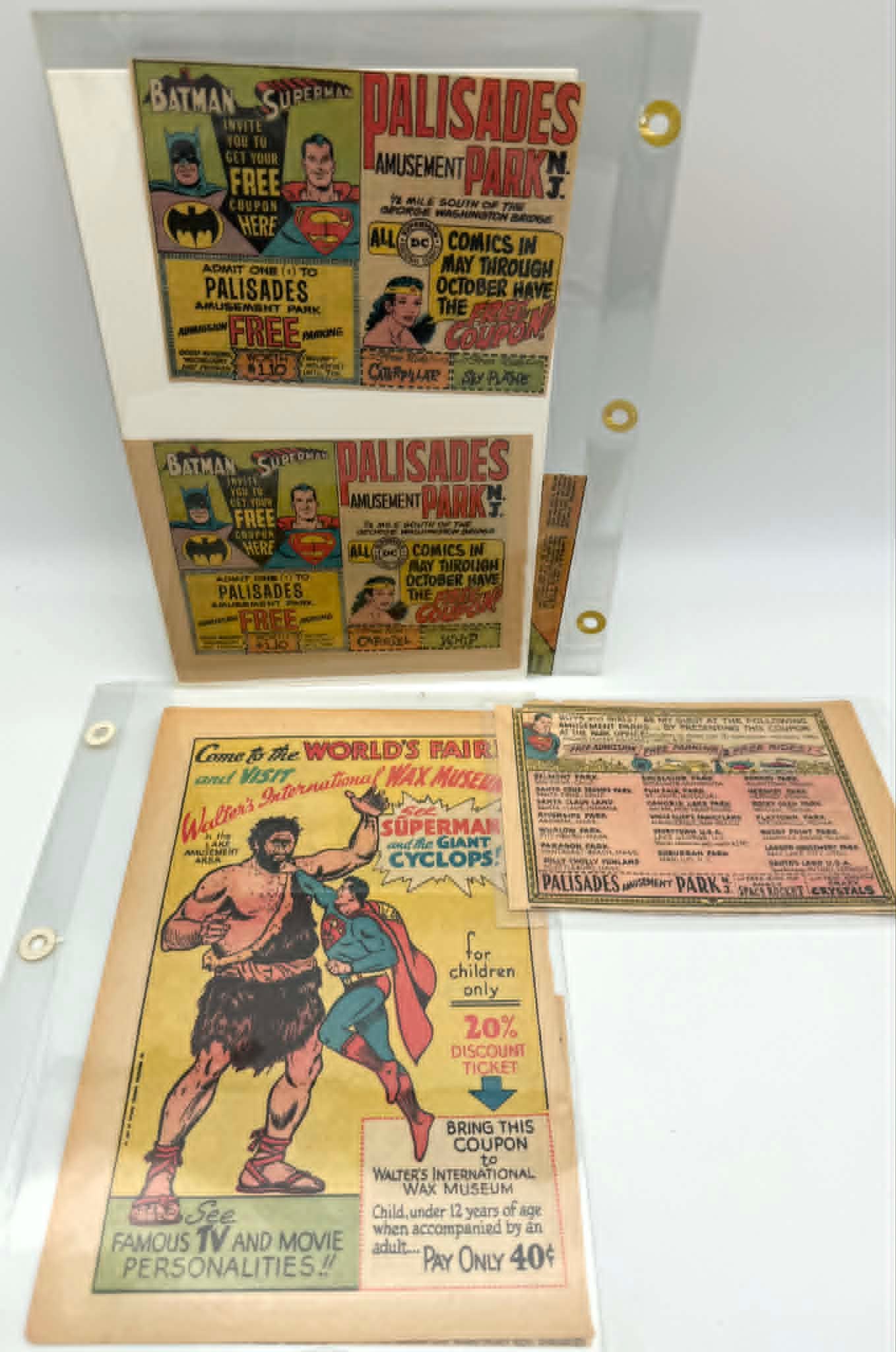 Vintage Palisades Amusement Park DC Comics Advertising Cutouts – Batman Superman (1 of 5)