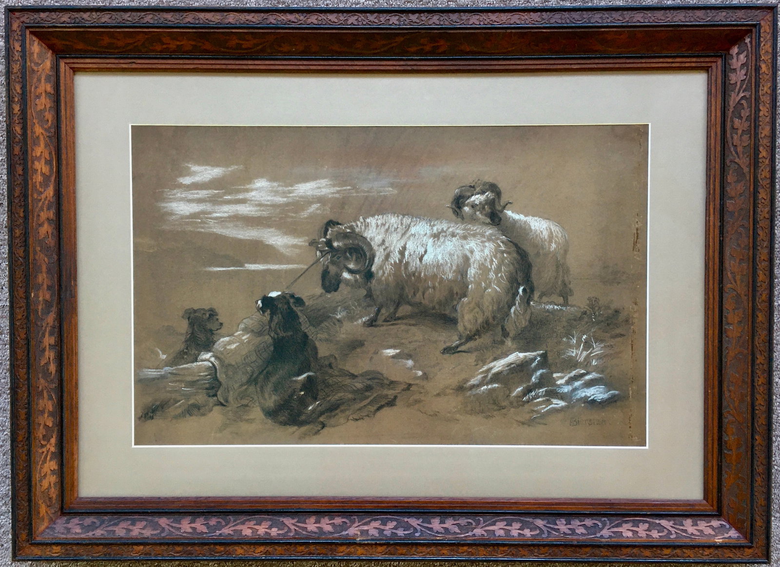 Attributed Albert Bierstadt “Tethered Ram" Drawing, 1856 – Early Düsseldorf Study After (1 of 6)