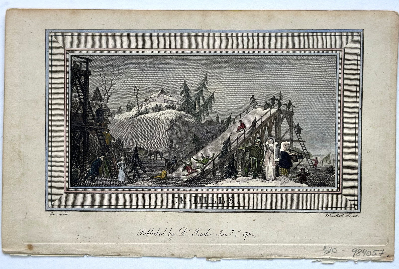 Antique Hand-Colored Engraving “Ice Hills” Published Jan 1, 1790 Winter Scene (1 of 1)