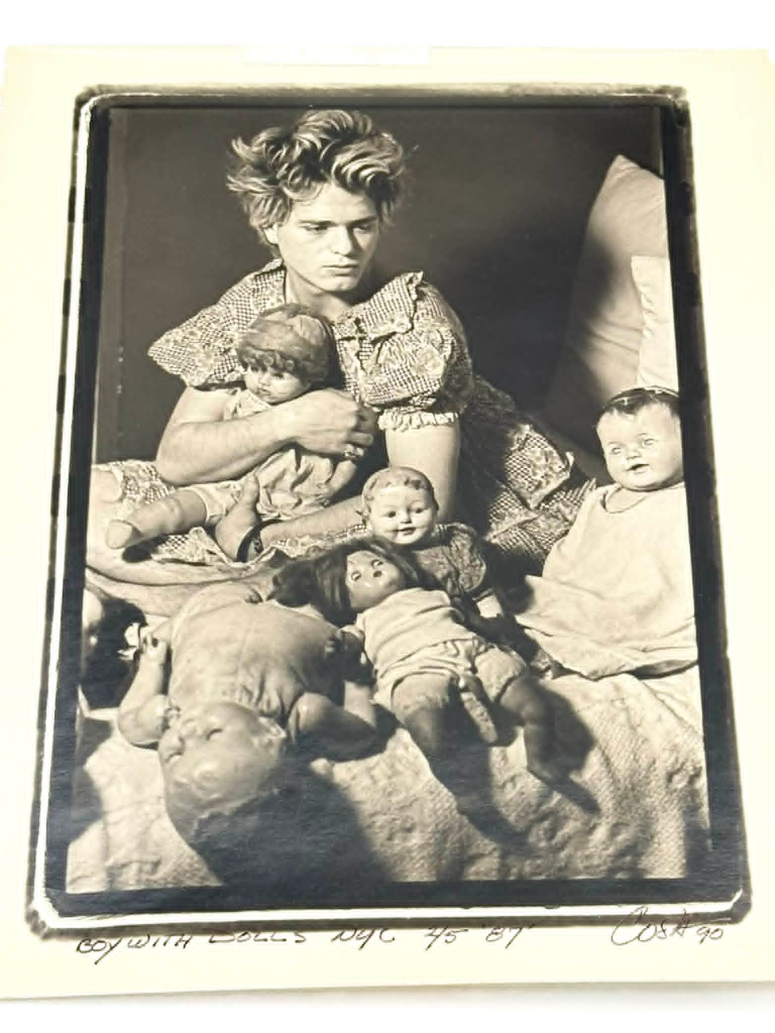 Bill Costa “Boy With Dolls, NYC” Photograph, Signed 1990 (1 of 3)