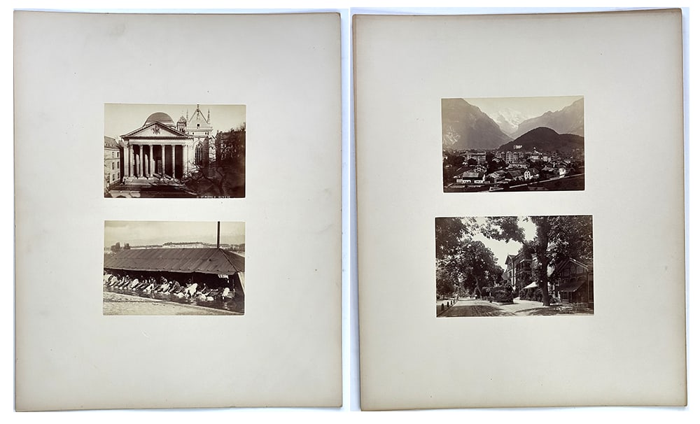 2 Large Mounted Vintage European Photographs Geneva & Alpine Views (1 of 3)