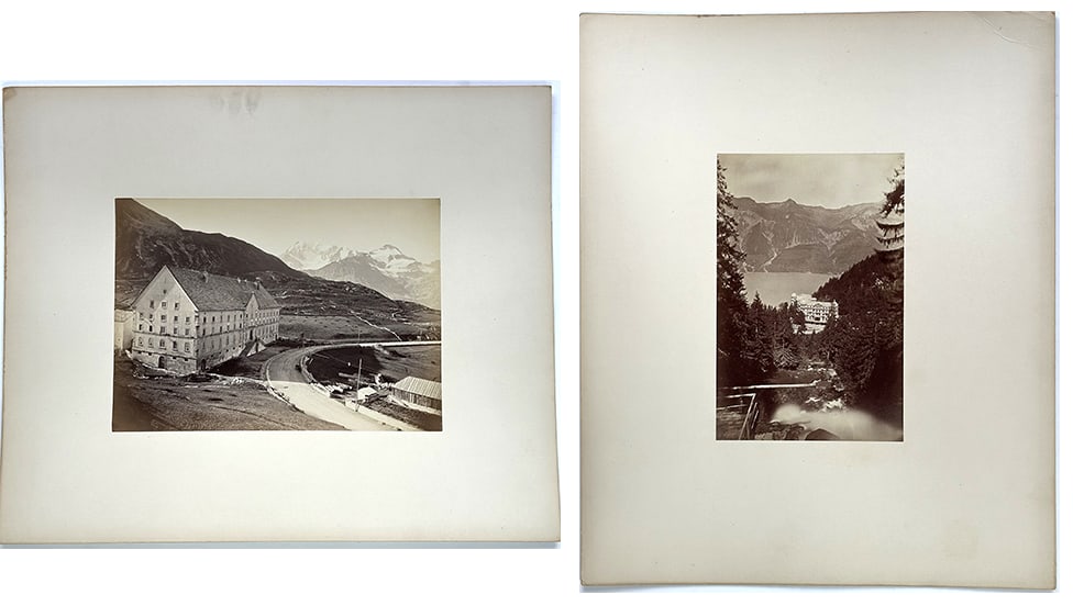 2 Mounted Vintage Alpine Photographs European Mountain & Lake Views (1 of 3)