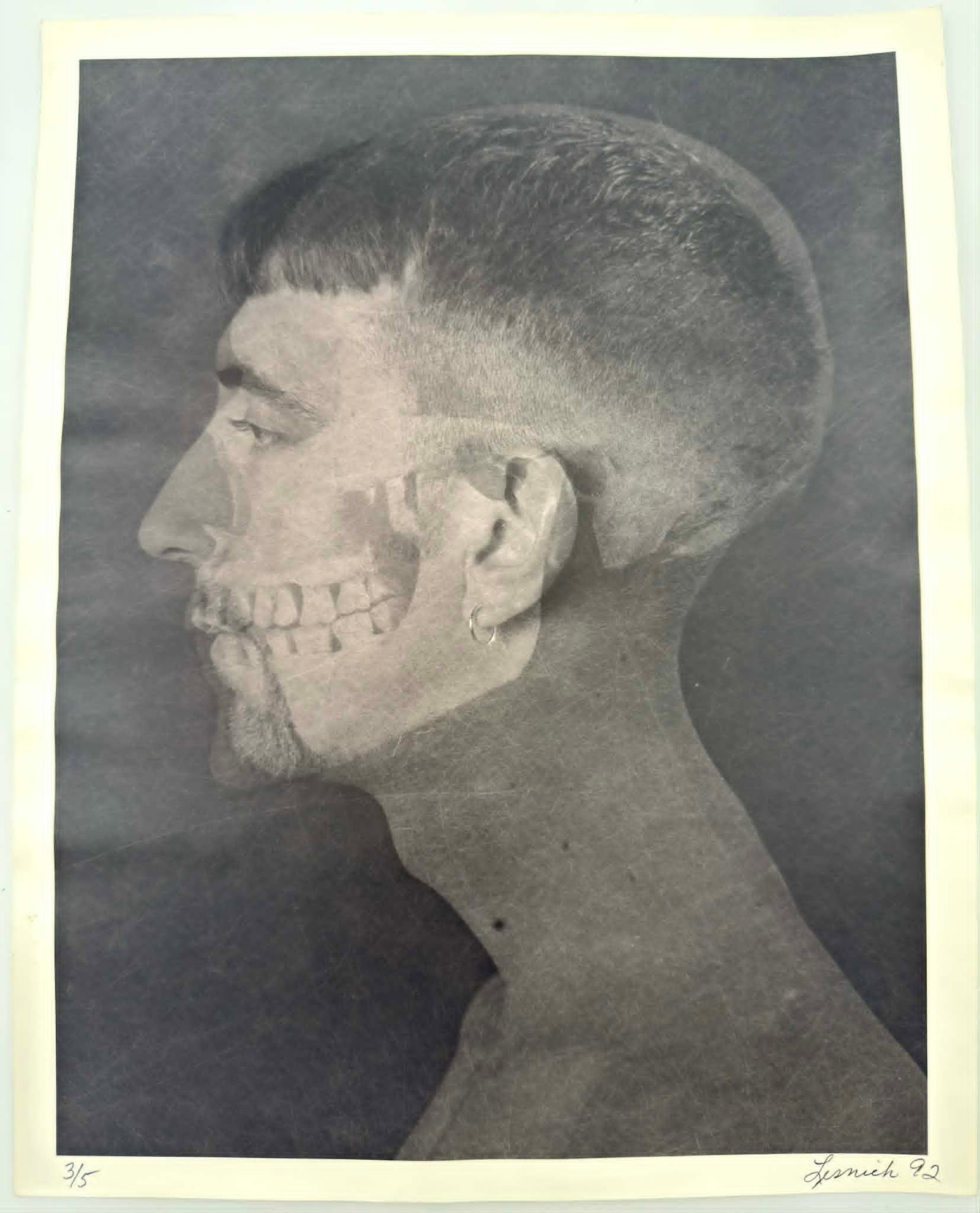 Limited Edition Photograph, Profile with Skull Overlay, Leslie-Lohman Editions, 1992 (1 of 5)