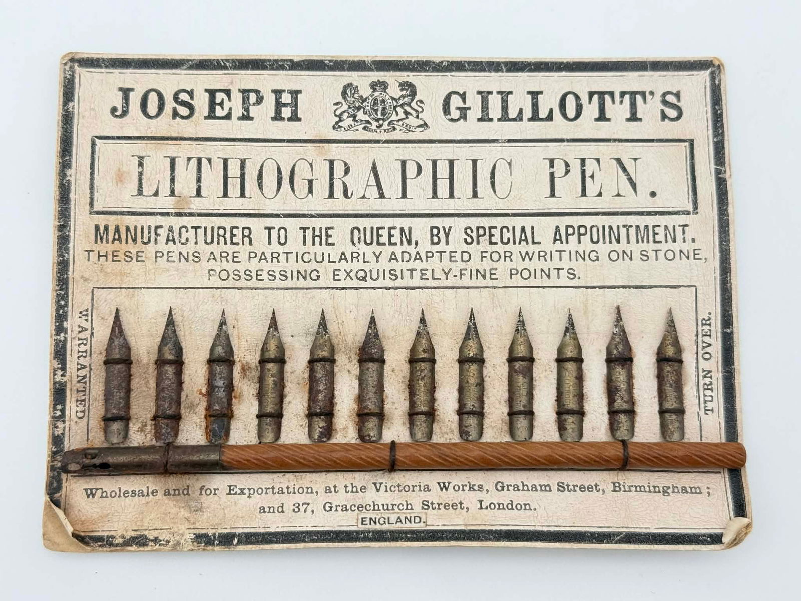 Joseph Gillott’s Lithographic Pen Set with Original Display Card – Birmingham & London (1 of 3)