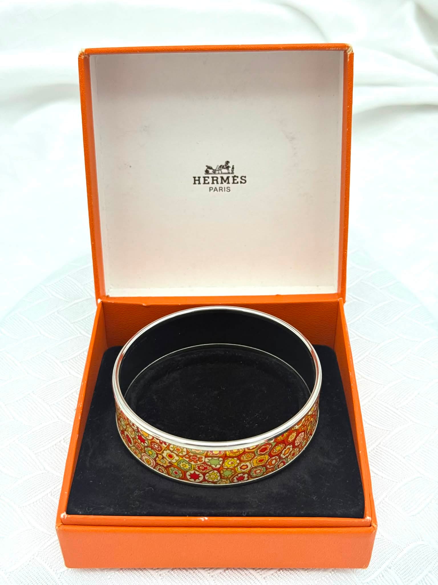 Hermès Paris Enamel Bangle Bracelet – Floral Mosaic Pattern – Austria – With Box (1 of 7)