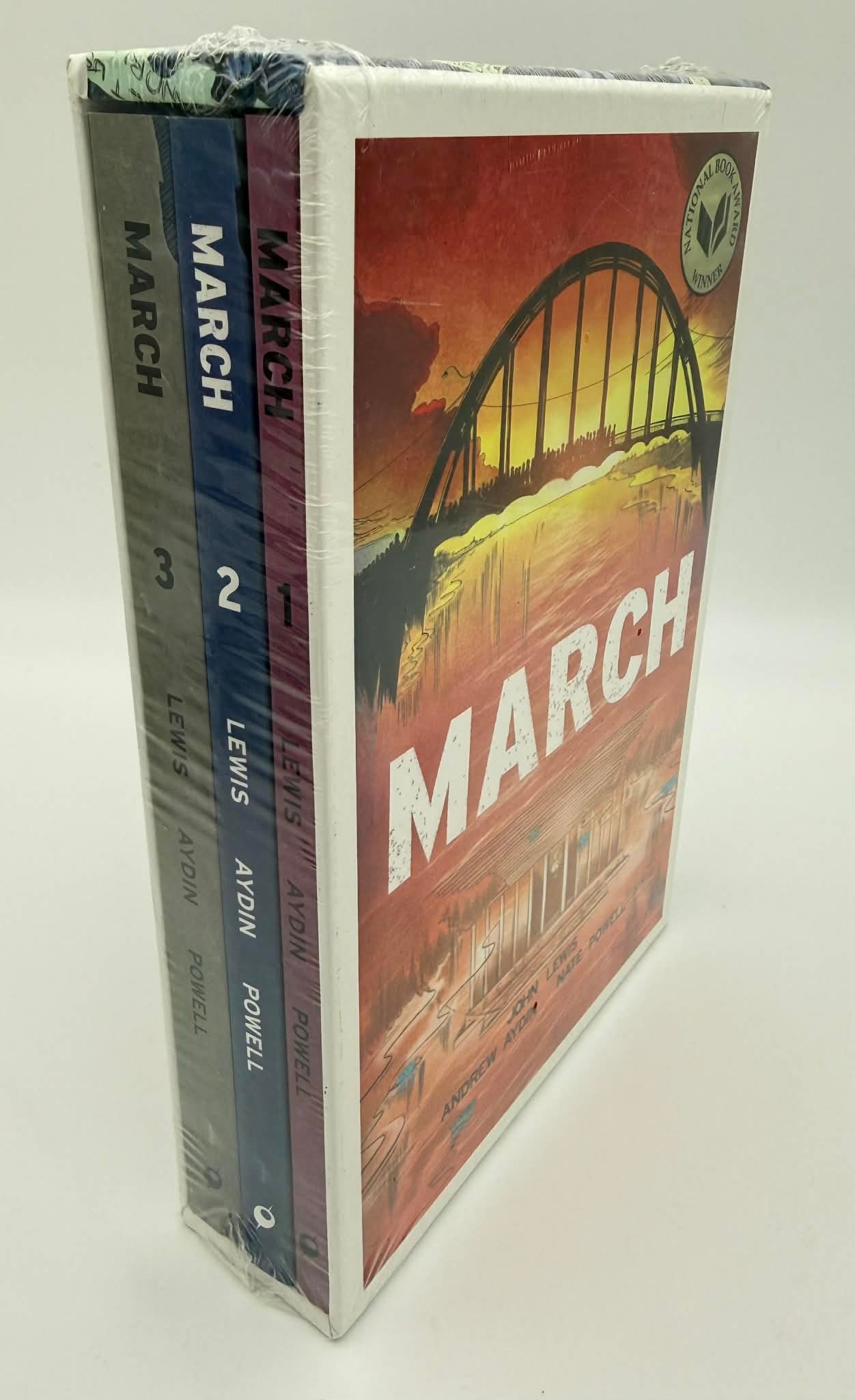 John Lewis “March” Graphic Novel Trilogy Box Set — Sealed — National Book Award Winner: Complete boxed trilogy set of March, the award-winning graphic novel memoir recounting the life and civil rights activism of John Lewis. The set includes:• March: Book One• March: Book Two&b