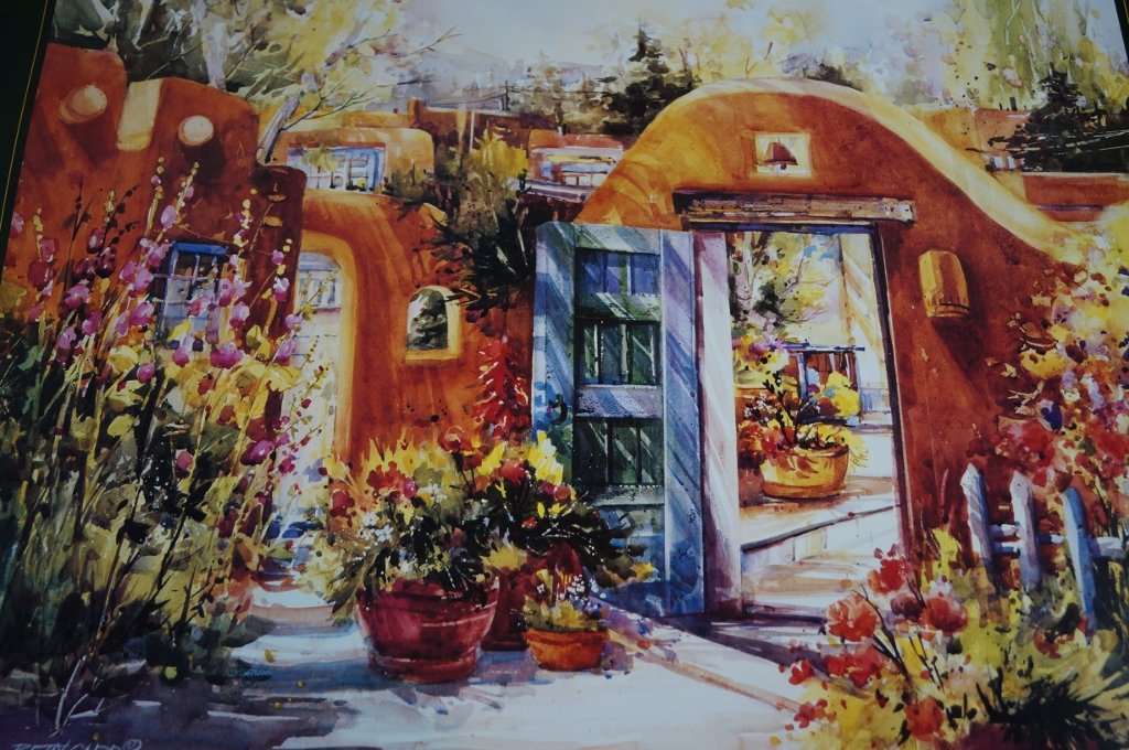 Betty Carr, Adobe House Print, Southwest Art Print: Betty Carr, "Adobe House" Print, Southwest Art. 24x36". Printed on heavy stock poster paper. A wonderful collector's item for Santa Fe art enthusiasts. Shipped rolled.