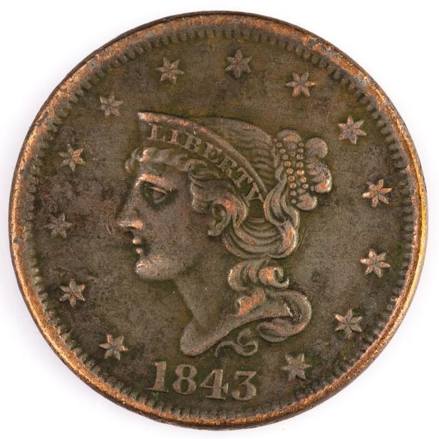 1843 LARGE CENT US COIN: 1843 LARGE CENT US COIN