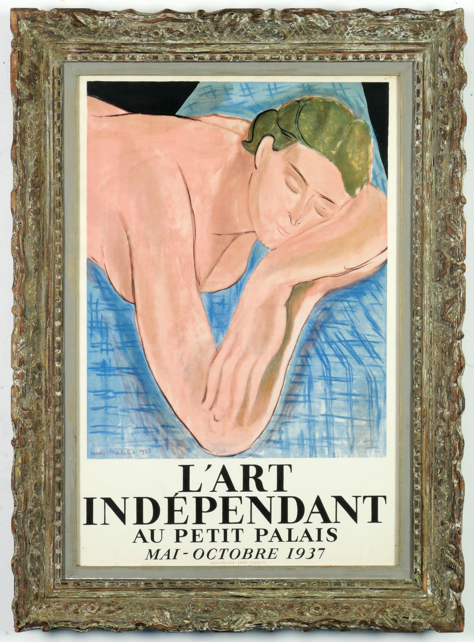 HENRI MATISSE (FRENCH 1869-1954) L'ART INDEPENDANT AU PETIT PALAIS: HENRI MATISSE (FRENCH 1869-1954) L'ART INDEPENDANT AU PETIT PALAIS rare lithographic poster 1837, this poster marks the first collaboration with Mourlot after the oil painting, The Dream, French frame