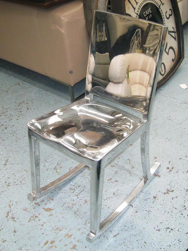 HUDSON CHAIR, polished aluminium designed by Philippe: HUDSON CHAIR, polished aluminium designed by Philippe Starck for Cumeco (stamped), 80cm H x 40cm x 62cm.