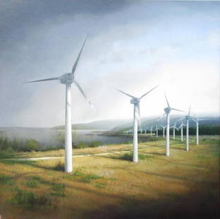 ALEXANDER MCKENZIE, 'Coastal Windpower', oil on canvas,: ALEXANDER MCKENZIE, 'Coastal Windpower', oil on canvas, 91cm x 91cm, signed, inscribed, dated 2002 and framed.